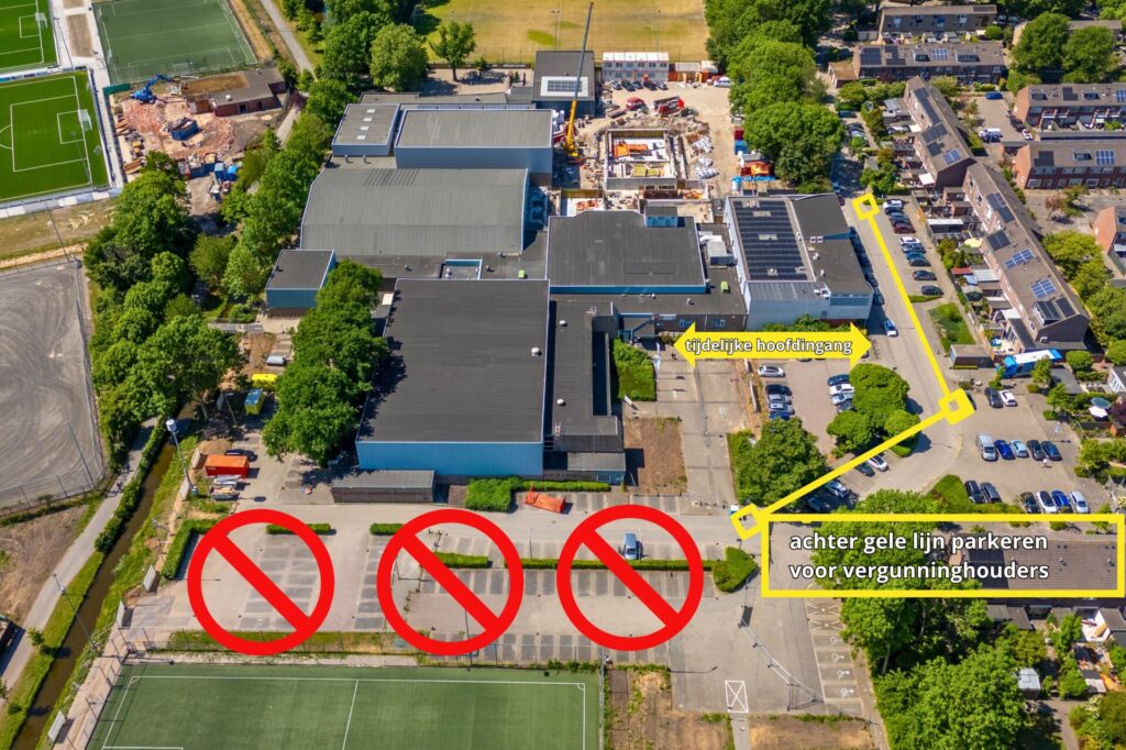 Bovenaanzicht Parkeersituatie voor De Tweesprong